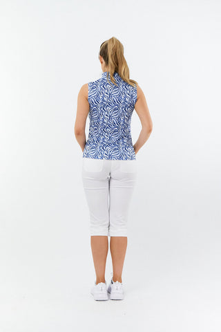 Pure Golf Ladies Rise Sleeveless Polo Shirt - Indigo Jungle