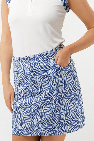 Pure Golf Clarity Print Ladies Golf Skort - Indigo Jungle