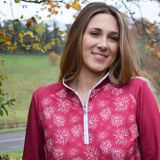 Pure Golf Sienna Long Sleeve Zip Neck Top - Garnet Berry