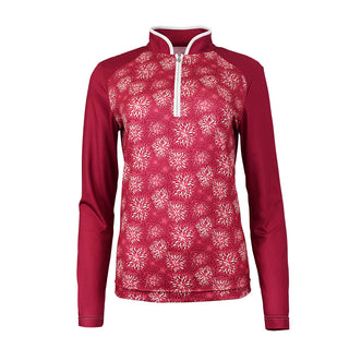 Pure Golf Sienna Long Sleeve Zip Neck Top - Garnet Berry
