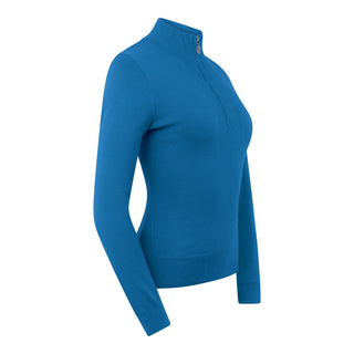 Pure Golf Brace Super Soft Lined Golf Jumper Quarter Zip- Vallarta Blue