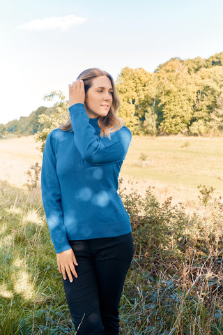 Pure Golf Brace Super Soft Lined Golf Jumper Quarter Zip- Vallarta Blue