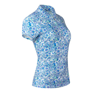 Pure Golf Rise Cap Sleeve Polo - Peacock Swirl