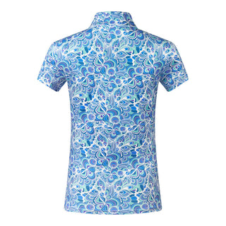 Pure Golf Rise Cap Sleeve Polo - Peacock Swirl