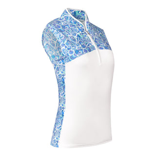 Harmony Sleeveless Golf Polo- Peacock Swirl