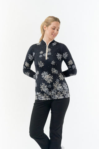 Pure Golf Carmine Long Sleeve Zip Top - Champagne Orchid