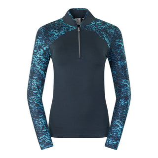 Pure Golf Maple Long Sleeve Zip Top - Tourmaline Leopard