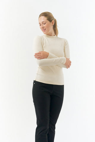 Pure Golf Olwen Super Soft Mock Neck Top - Champagne