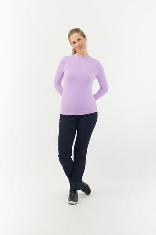 Pure Golf Fern Super Soft Mock Neck Base Layer Top - Lilac