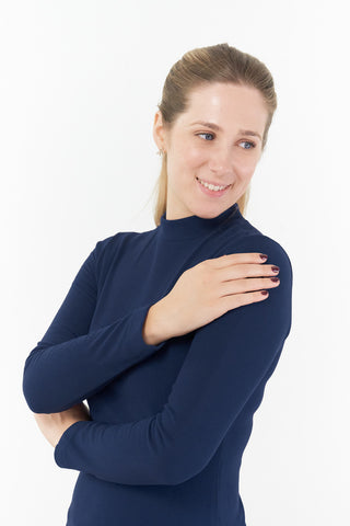 Pure Golf Fern Super Soft Mock Neck Base layer top- Navy