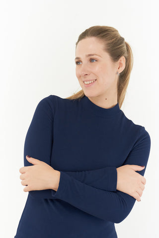 Pure Golf Fern Super Soft Mock Neck Base layer top- Navy