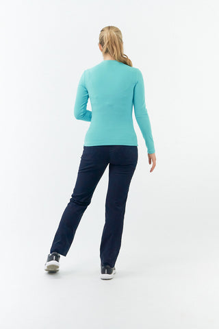 Pure Golf Fern Super Soft Mock Neck Base Layer Top - Ocean Blue
