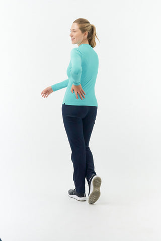 Pure Golf Fern Super Soft Mock Neck Base Layer Top - Ocean Blue