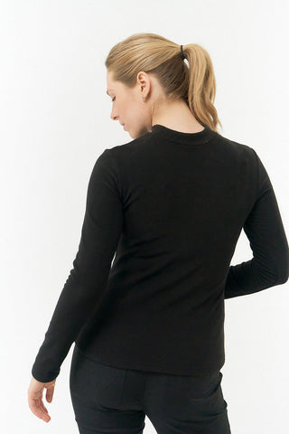Pure Golf Fern Super Soft Mock Neck Base layer Top- Black