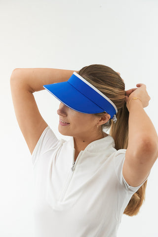 Telephone wire ladies golf visor with Ball Marker - Royal Blue
