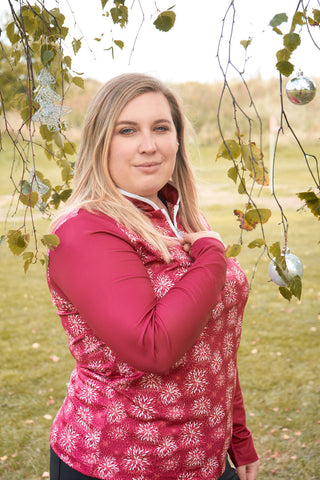 Pure Golf Sienna Long Sleeve Zip Neck Top - Garnet Berry