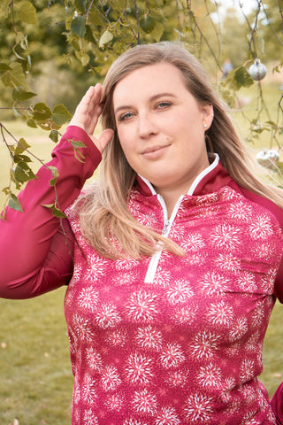 Pure Golf Sienna Long Sleeve Zip Neck Top - Garnet Berry