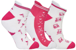 3 Pair Pack Ladies Golf Socks - Pink