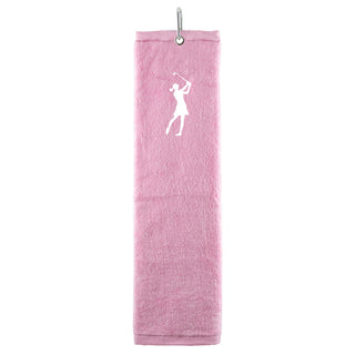 Cotton Trifold Ladies Golf Towel - Pale Pink