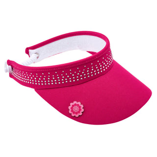 Ladies Golf Crystal Telephone wire golf visor with Ball Marker - Pink