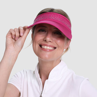 Ladies Golf Crystal Telephone wire golf visor with Ball Marker - Pink