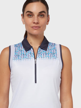 Callaway Golf Ladies Engineered Evanes Sleeveless Polo - Brilliant White