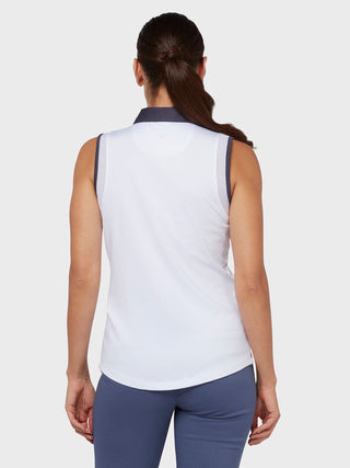 Callaway Golf Ladies Engineered Evanes Sleeveless Polo - Brilliant White